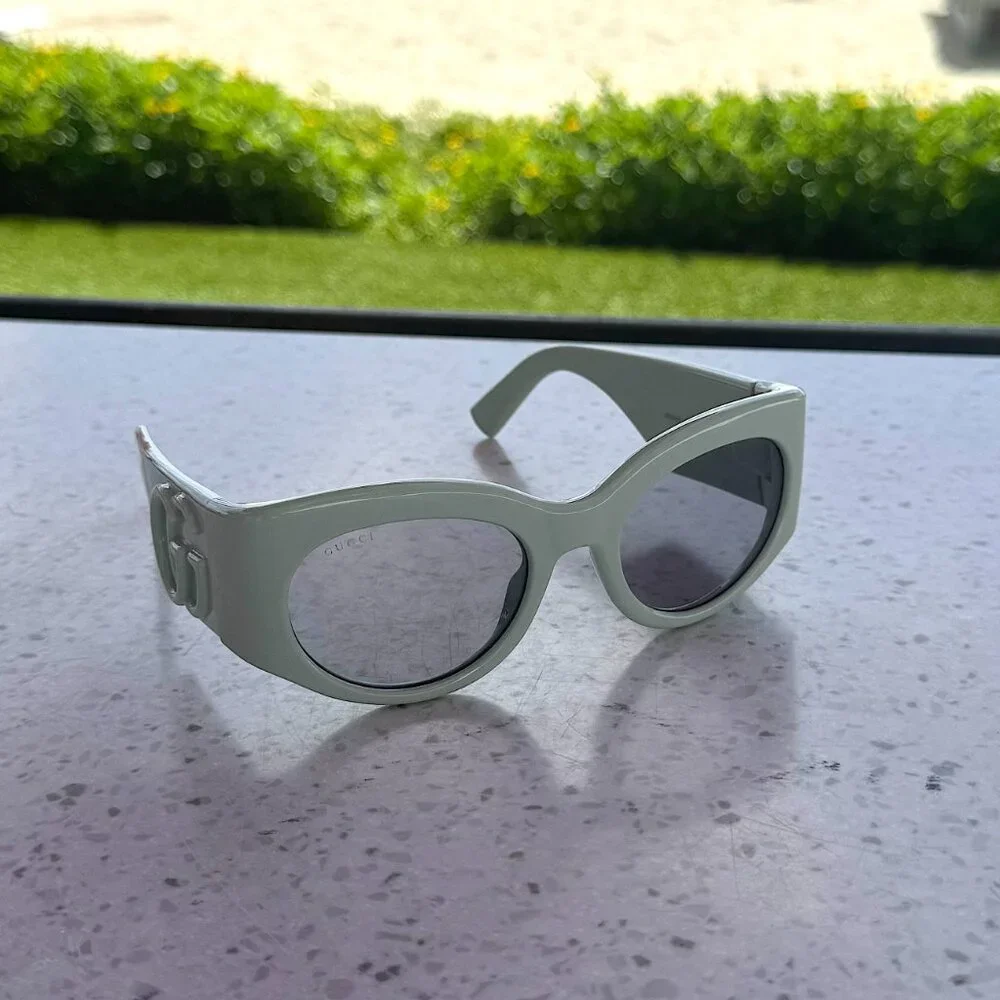 Gucci GG1544S 003 Green Grey Oval Sunglasses Women - Picture 8 of 13